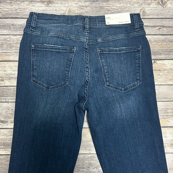 Warp Weft Dark Indigo Amsterdam Slim Straight Girl Adjustable Waist Jeans NWT 14 - Picture 7 of 11